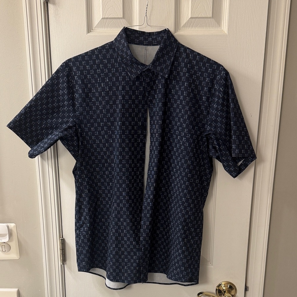 lululemon athletica Navy Blue Casual Button Down Shirt